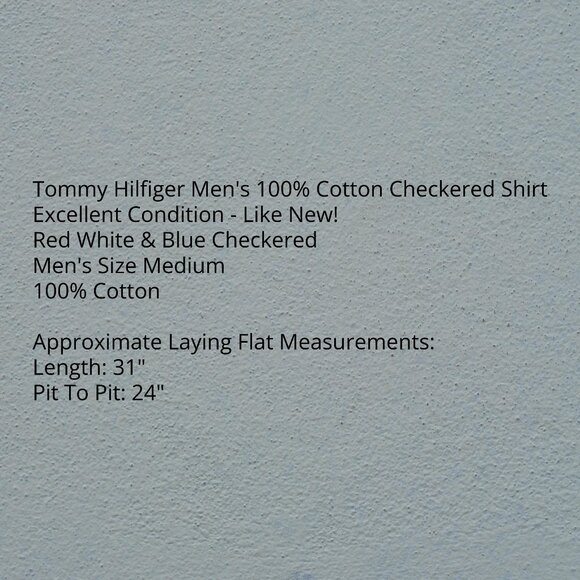 Tommy Hilfiger Mens 100% Cotton Red White & Blue Checkered Shirt - Picture 7 of 10